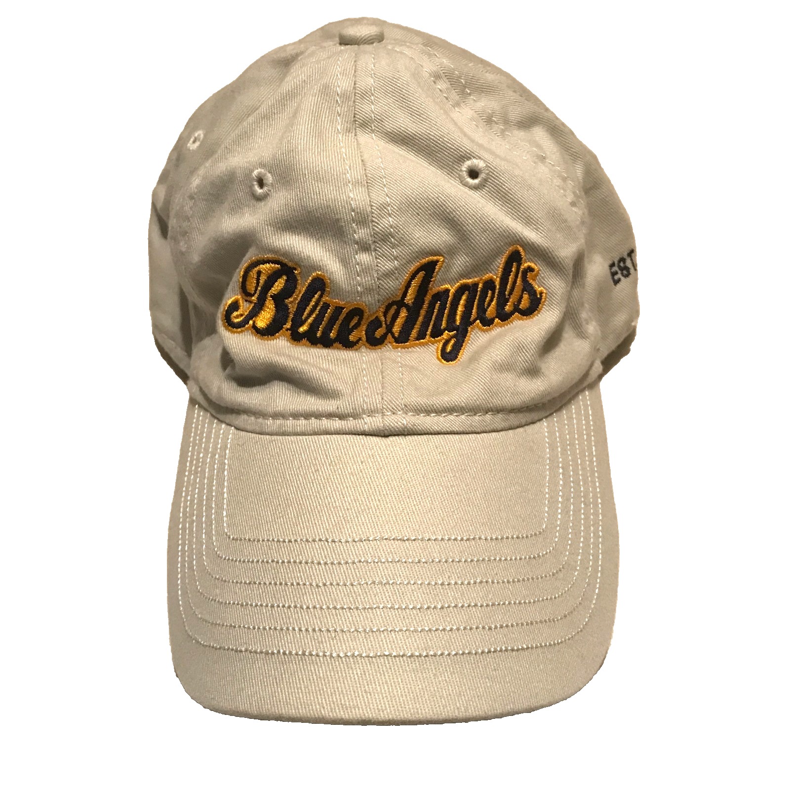 Blue Angels Beige Adjustable Strapback Hat Embroidered Logo